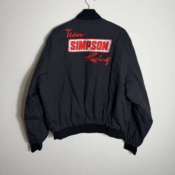 Vintage Simpson Mens Racing Team Driving Jacket Size XL Brown Quilt Lined 80s - Picture 2 of 7